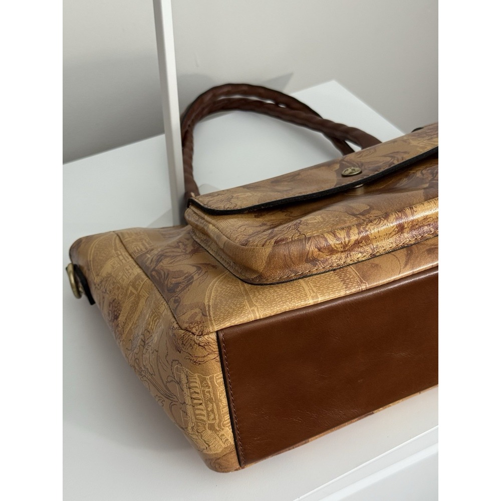 Patricia Nash Tan Floral-Print Leather Shoulder Tote - Picture 7 of 15
